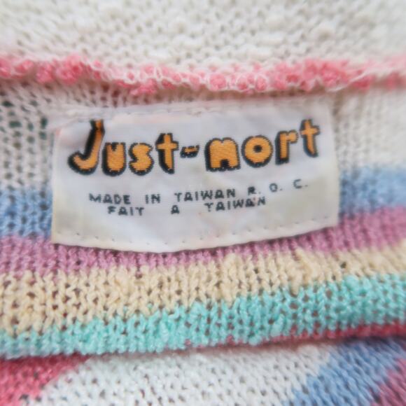 Vintage 70s Just Mort Cream Striped Knit Sweater Midi Dress M - Picture 5 of 6